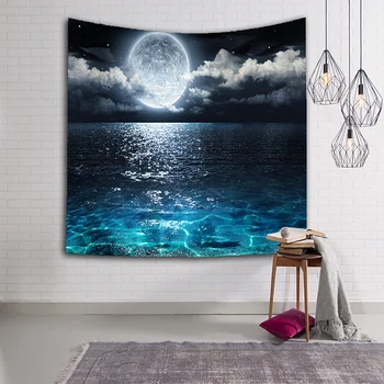 Skaistas Zvaigžņotas Debesis Naktī gobelēns sienas karājas beach Kārta Galaxy Gobelēnveida auduma Dekori Segu Jogas gobelēns 130x150cm