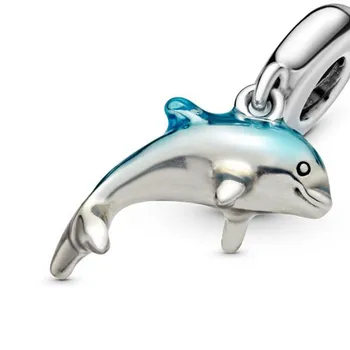 2020. gada Vasarā Jaunu 925 Shimmering Delfīnu Vilināt Piekariņi, Krelles fit Original 3mm Rokassprādzes Sievietēm DIY Rotaslietas
