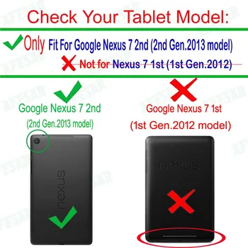 Multi-eņģelis stāv smart case Google Nexus 7 2013. gada FHD 2. grāmatas vāka gadījumā Ar magnētu Auto Wake/Sleep(Nevis Nexus 7 1 )