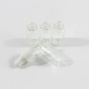 500 x 3ml Mazo Skaidrs, Stikla Pudeles Pilinātāju Caurspīdīga Stikla Pudelīte Ar Baltu Alumīnija Pipeti Pilinātāju par Essentialoil Izmantot