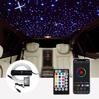Auto Izmantojiet Bluetooth, Zibsnīšana Dekoratīvās Lampas RGB Optiskās Šķiedras Gaismas APP/Remote Mūzikas Režīmā Zvaigžņu Griestu Headliner Gaismas Sajauc 12V
