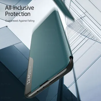 Ādas Smart View Window Flip Case For Samsung Galaxy A10 A10S A20 A20S A30 A30S A40 A50 A50S A70 A70S A51 A31 A71 A81 A91 Gadījumā