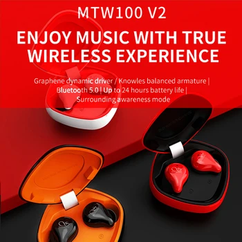 Shanling MTW100 V2 TWS Bluetooth 5.0 Izdevumi Bezvadu Sporta Austiņas Earbuds Darbojas Austiņas Austiņas AAC/SBC Ūdensdrošs IPX7