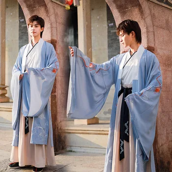 Jaunu Hanfu Vīriešiem Retro Tradicionālie Izšuvumi Tang Uzvalks Seno Ķīniešu Hanfu Tērpu Kostīmu Tautas Deju Skatuves Sniegumu Apģērbi