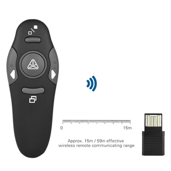2.4 GHz, Bezvadu USB Powerpoint Prezentāciju PPT Flip Pildspalvu Rādītāju Metieris Vadītājs ar Sarkano Gaismu Tālvadības pults, lai Skolotājs