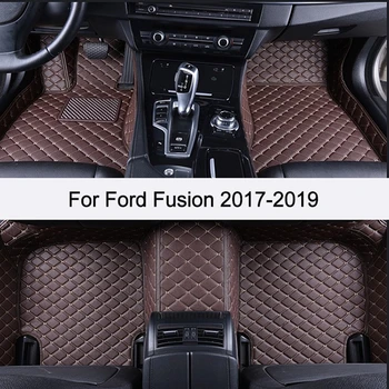 Pasūtījuma Automašīnas Grīdas Paklāji Ford Fusion 2017-2019/ PU ādas Auto Piederumi Ūdensizturīgs Mats neslīdoša Auto Paklājs