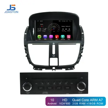 JDASTON Android 10.0 Auto DVD Atskaņotājs Peugeot 207 Multivides Video, WIFI, GPS Navigācijas 1 Din Auto Radio Stereo, Stūres rats