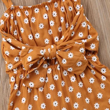 Pudcoco Daisy Ziedu Drukāt Jaundzimušais Meitene Drēbes Dot Bowknot Vienu Gabalu Romper Jumpsuit Tērpiem Sunsuit 0-24 Mēneši