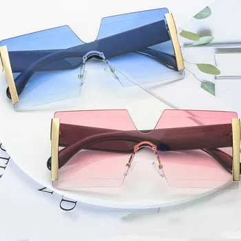 Modes Lielgabarīta Laukumā bez apmales Saulesbrilles Sieviešu Zīmola Dizainere Flat Top Lielas Saules Brilles Sieviešu Vienu Gabalu Ceļojumu Gafa de sol