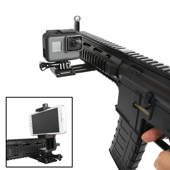 Darbības Kameru Ieroci Pusē Rail Mount Turētājs Kustības Adapteri, par GoPro Hero 7 6 5 4 Sony Yi 4K Viedtālruni Šautene, Pistole Medības