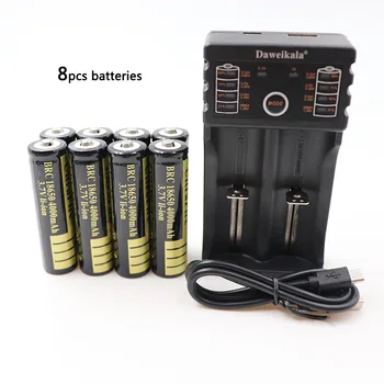 Daweikala 8pcs/Daudz 2019 Jaunu 18650 3,7 v akumulators 4000mAh akumulators Lukturīša akumulators+1 lādētājs+bezmaksas piegāde