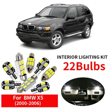 22pc canbus Bez Kļūdām LED Lasījumā Spuldzes Interjera Dome Kartes Light Kit 2000. - 2006. gada BMW X5 E53 3.0 i es 4.4 4.6 4.8 ir 6000K Balts