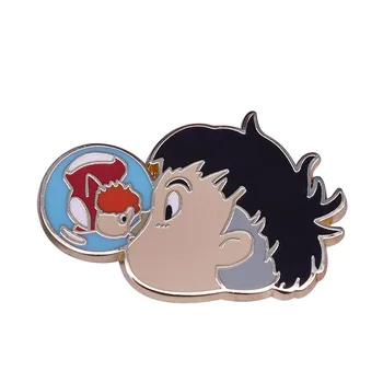 Ponyo on the Cliff by the Sea anime rīcības attēls prefekts kvalitātes metāla gudrs Ponyo broochs bērniem, Rotaļlietas, mājas apdare