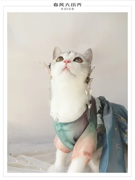 Jauki salds seno Ķīniešu stilā pet hanfu kaķu suņu apģērbu kleita pet piegādēm drēbes cat preces kaķēns drēbes