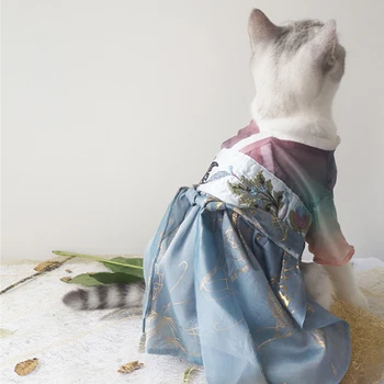 Jauki salds seno Ķīniešu stilā pet hanfu kaķu suņu apģērbu kleita pet piegādēm drēbes cat preces kaķēns drēbes