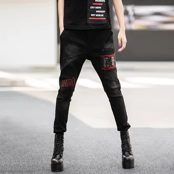 Max LuLu 2019 Ziemas Modes Korejas Luksusa Punk Harēma Bikses Sievietēm Elastīgs Raibs Vintage Jeans Sieviešu Siltu Kažokādas Džinsa Bikses
