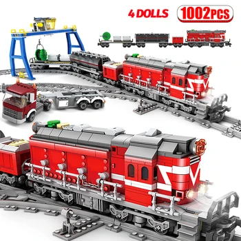 Jaunu Tehnisko Elektriskā Vilciena Sliežu Auto Ķieģeļi Pilsētas Dzelzceļa Mehāniskā Dzelzceļa Radītājs Dzelzceļa Stacijas Celtniecības Bloki Rotaļlietas