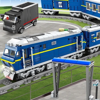 Jaunu Tehnisko Elektriskā Vilciena Sliežu Auto Ķieģeļi Pilsētas Dzelzceļa Mehāniskā Dzelzceļa Radītājs Dzelzceļa Stacijas Celtniecības Bloki Rotaļlietas