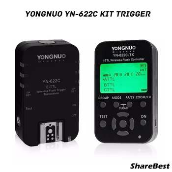 Yongnuo YN622 C komplekts (1x YN622C-TX + 1x YN622C RX), E-TTL LCD bezvadu zibspuldzes kontrolieris izraisīt raiduztvērēju Canon DSLR