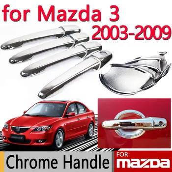 Priekš Mazda 3 2003. Līdz 2009. Piederumi Hromēti Durvju Rokturi Axela 2004 2005 2006 2007 2008 Sedans, Hečbeks, Auto Uzlīmes Auto Stils