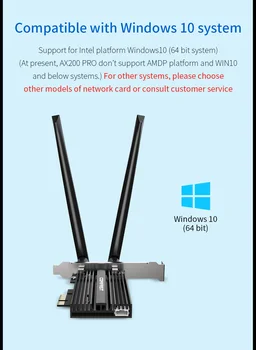 Dual Band 2.4/5Ghz 3000Mbps WiFi-6 AX200 Pro Gigabit Tīkla Karte, 802.11 AC/AX Bluetooth 5.0 Intel AX200NGW