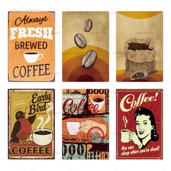Karikatūra Kafijas Metāla Zīmju Vintage Alvas Plāksnes, Metāla Vintage Rotājumi, Mājas Virtuve, Kafijas Bārs Kafejnīca Retro Dzelzs Krāsošana
