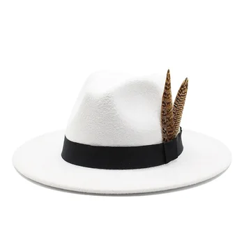 OZyc Ziemas Fedoras Cepure Vīriešiem Uzskatīja, Klasiskās Džeza Floppy Cepures Sieviešu Ikdienas Fedora Panama Klp Balto Pusi 59-61CM