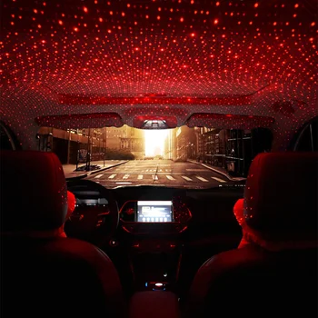 Automašīnas salona LED Gaismas Rotējošās Auto Projekcijas Lampa Zvaigžņotā Debess Balss Kontroles Apkārtējā Nakts Lampas Dekoratīvās Lampas, Auto Piederumi