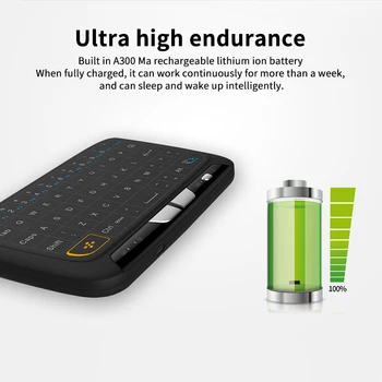 H18 Mini Bezvadu Tastatūra Full screen Touchpad 2.4 GHz ar/nav Apgaismojums, angļu Keyborad PC/Android TV box/PS3/r20