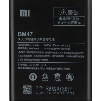 XiaoMi Oriģinālo Akumulatoru BM47 Par Xiaomi Redmi 3 3S 3X 4X Redmi3 Pro Redrice Hongmi Jauns, Autentisks, Tālruņa Akumulatora 4000mAh