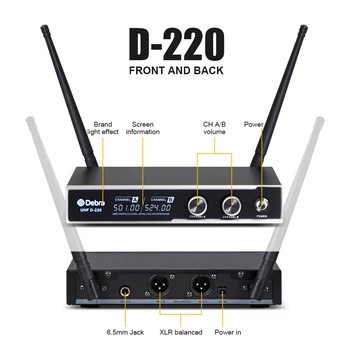 Laba skaņas!!!Debra Audio D-220 2 Kanālu 80m Diapazonā ar Lavalier& Austiņas ar Mic UHF Bezvadu Mikrofonu Sistēma karaoke