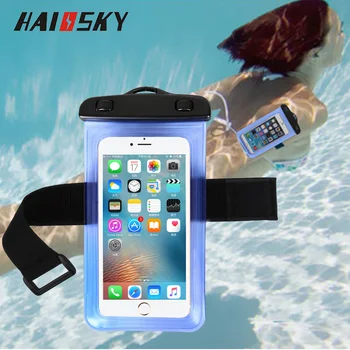 HAISSKY Caurspīdīgs Ūdensizturīgs Gadījumā Samsung S9 S10 S8 S10e Zemūdens Uz Rokas Vāciņš iPhone X 7 8 Plus Huawei P30 Maisiņš