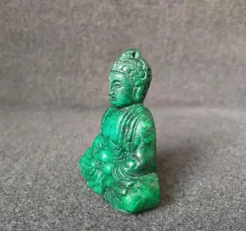 Kolekcija archaize handwork green jade Sakyamuni statuja