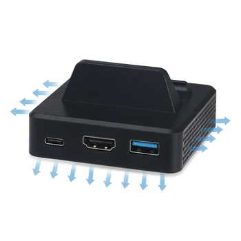 Video Converter Doks Pārveidotājs Ar Gaisa Atverēm, C Tipa HDMI USB 3.0 Adapteris Uzlāde Dokā, Lai Pārslēgtu TV Projektoru Doks