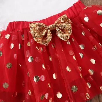 Pudcoco Jaundzimušais Meitene Print Drēbes ar garām Piedurknēm Romper Topi Sequin Tilla Mini Svārki Galvu 3Pcs Tērpiem Kokvilnas Apģērbs