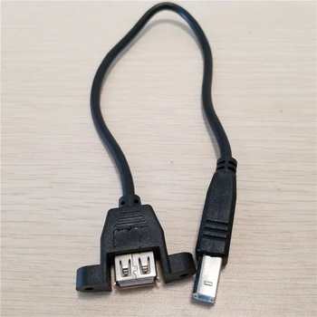 5gab/daudz 25cm USB 2.0, B Tipa Vīrietis, lai Sieviete BM, lai AF Skrūvju Bloķēšanas Panel Mount Datu Kabelis Vadu + skrūves