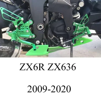 CNC Regulējams Rearset Par Kawasaki Ninja ZX636 ZX 6R ZX6R ZX-6R 2009 2010-2020 2019 Motociklu Footpeg Pedāļi Rearsets Kāju balsts