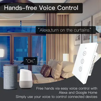MUMS WiFi RF433 Smart Touch Rullo Žalūzijas, Aizkaru Mehānisko Slēdzi Tuya Smart Dzīves App Tālvadības pults Darbojas ar Alexa, Google Home