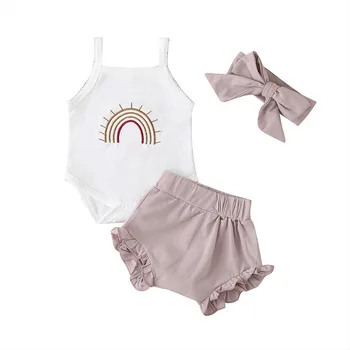 SAGACE Vasaras Jaundzimušais Meiteņu Apģērbu Komplekti Zeķu Varavīksnes Topi+Ruched Bikses+Galvassegu bērnu apģērbu kostīms meitenēm mazulis