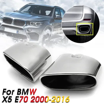1 Pāris Chrome Dual Izplūdes Cauruli Muffler Padoms Nerūsējošā Tērauda BMW X5 E70 2008 2009 2010 2011 2012 2013 Car Styling