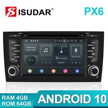 Isudar PX6 2 Din Android 10 Audi/A6/S6/RS6 Auto Multimediju Atskaņotājs, GPS DVD Heksa Core RAM 4GB USB DVR DSP Auto Radio ROM 64GB
