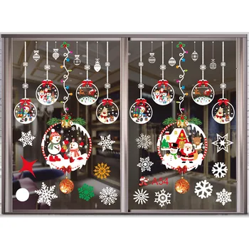 1set/2gab Ziemassvētku elektrostatisko logu uzlīmes, Ziemassvētku rotājumi Jauno Gadu fona stikls logu vides apdare