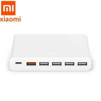 Sākotnējā Xiaomi Mi USB-C 60W Lādētāja Tips-C & USB-6 Ostas Izejas Dual QC 3.0 Tālruņa Ātro Lādētāju 18W x 2 + 24W (5V=2.4 MAX)