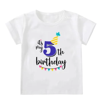 2019 laimes Dzimšanas dienā, Bērnu T-krekls Zēniem Meitenēm ar Īsām Piedurknēm Toddler Bērniem Puses Apģērbu 1 2 3 4 5 6 7 8 Gadus Vecs Bērns