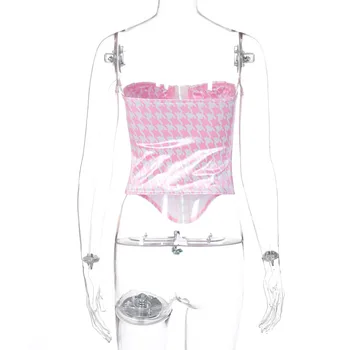 NewAsia Ziedu Korsešu Top Vienotā Krūtīm, Rozā Cami Bodycon y2k Kultūru Tvertnes Augšpusē Sieviešu Modes Sexy Gadījuma Ielas Apģērbu 2020 Jaunas