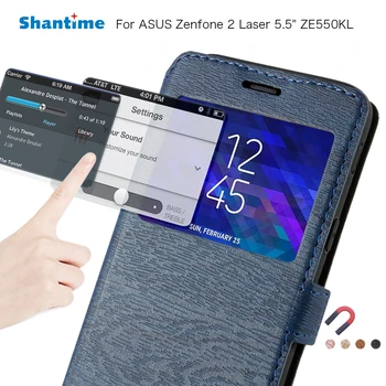 Par Asus Zenfone 2 Lāzera ZE500KL ZE550KL Flip Case Asus Zenfone 2 Lāzera ZE601KL Zenfone Selfie ZD551KL Skatīt Logu Grāmatu Gadījumā