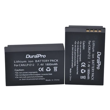 2 Gab. x DuraPro 7.4 V 1800mAh LP-E12 LP E12 LPE12 Kameru Baterijas Canon EOS M M2 100D Skūpsts X7 Nemiernieku SL1