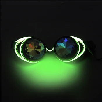 FLORATA Steampunk Brilles Metināšanas Izgaismotas Punk Aizsargbrilles Retro Gothic Krāsains kaleidoskops Objektīvs Cosplay Brilles
