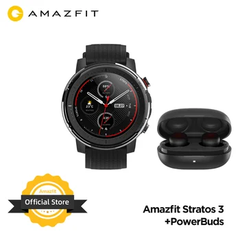 Globālo Versiju Sākotnējā Amazfit Stratos 3+ PowerBuds Uzstādīt Smartwatch 80 Sporta Veidiem TWS Austiņas Sirds ritma Monitors Ūdens pretoties