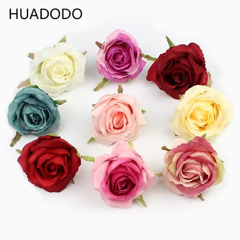HUADODO 20pieces 6cm Mākslīgo Rožu ziedu galvas, zīda Ziedi, Kāzu Dekorēšana, ziedu siena Roku darbs Viltus Ziedi